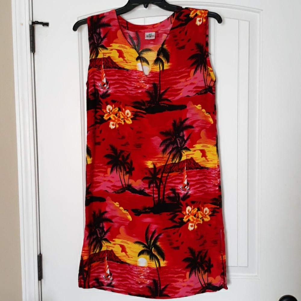 Island Planet Red/Pink Tropical Print Coverup XL